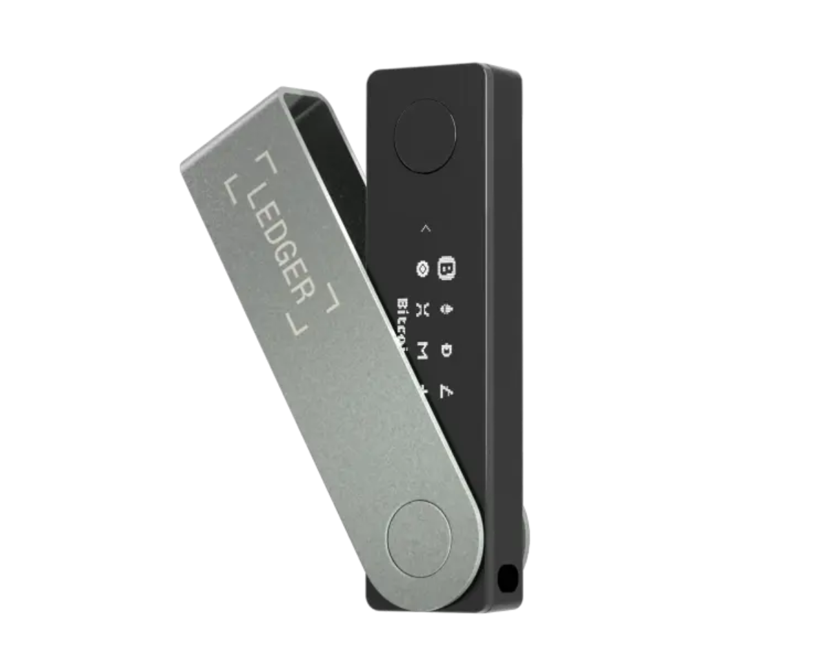 Ledger Nano X hardware wallet on a white background