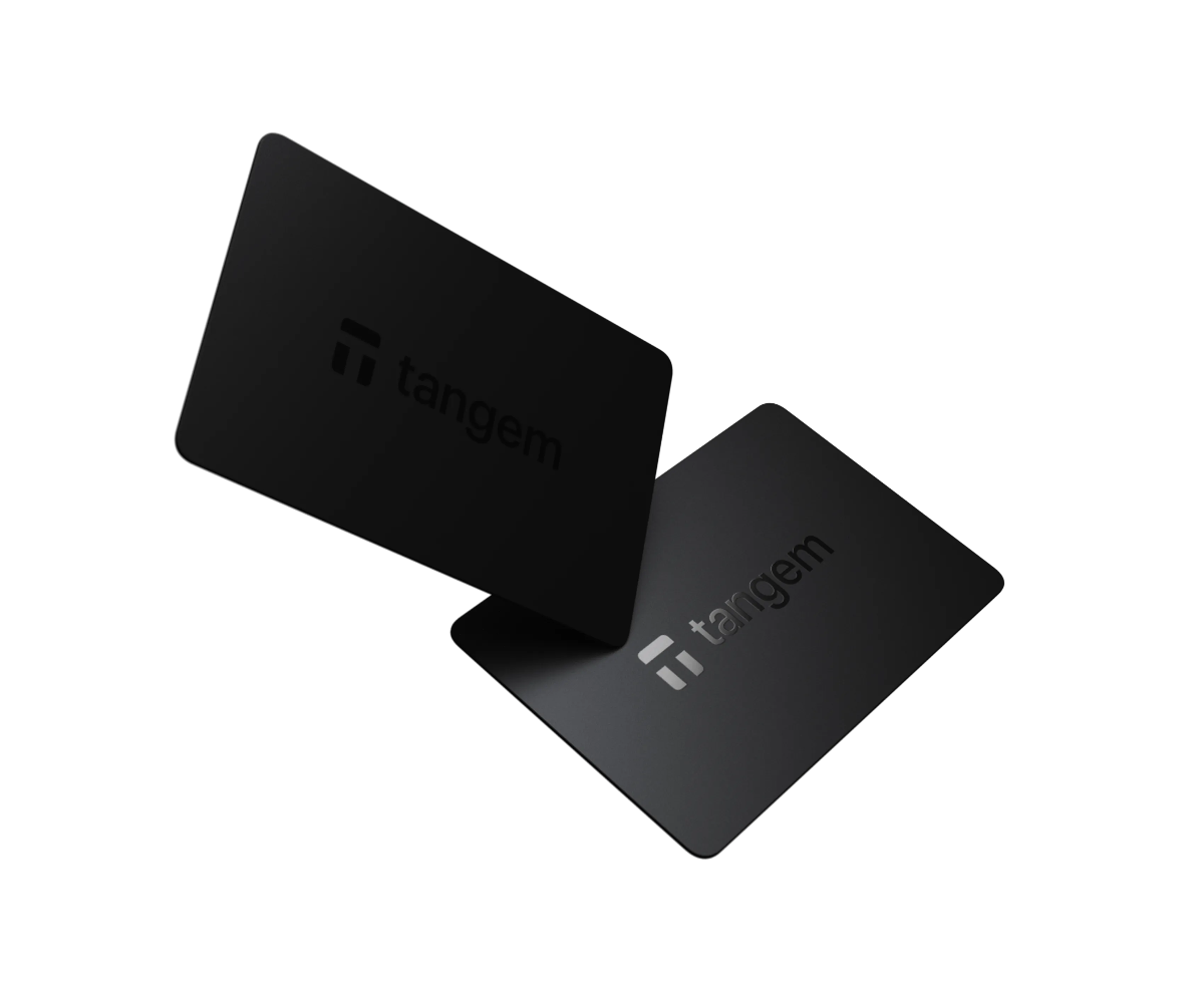 Two black Tangem cards on a white background