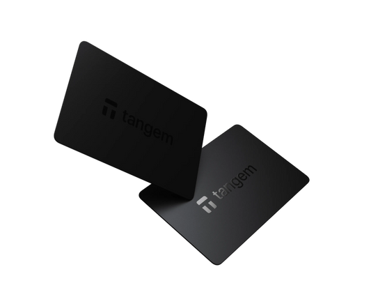 Two black Tangem cards on a white background